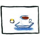 "Latte"  Watercolor on Paper  3"x3"