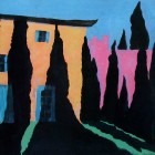 "Shadows on Villa Poggio San Felice"  Gauche on Paper  12"x9"