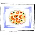 "Pasta with Prawns"  Watercolor on Paper  5"x4"